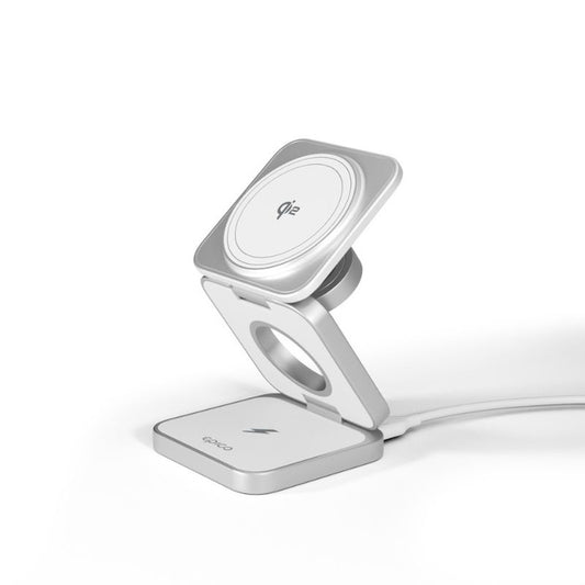 Bezdrôtový nabíjací stojan Epico UltraBase Qi2 3v1 Alu Mag+ EF55 – biela