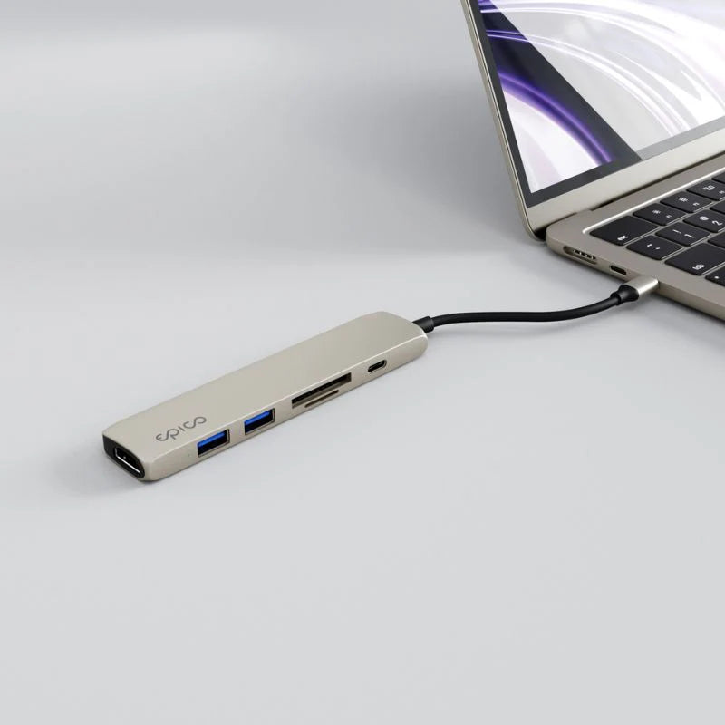 Hub Epico 6in1 Aluminium Hub 8K s USB-C konektorom - hviezdne biely