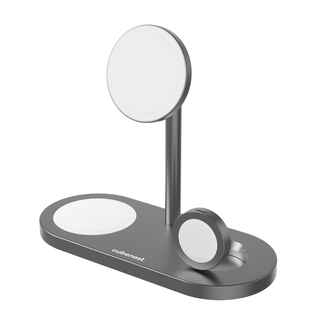Cubenest 3v1 Bezdrôtová magentická nabíjačka S313 Pro - Space Grey