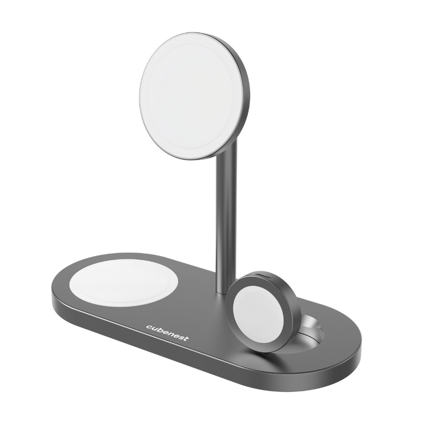 Cubenest 3v1 Bezdrôtová magentická nabíjačka S313 Pro - Space Grey