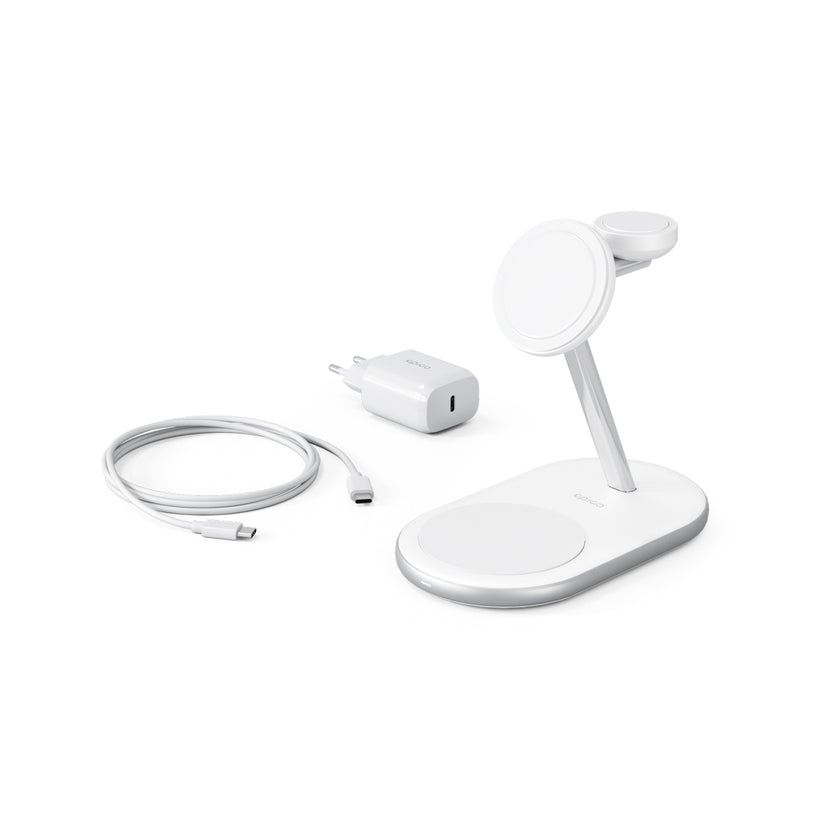 Epico 3in1 MagSafe Charging Stand - Charging for iPhone 15W - white