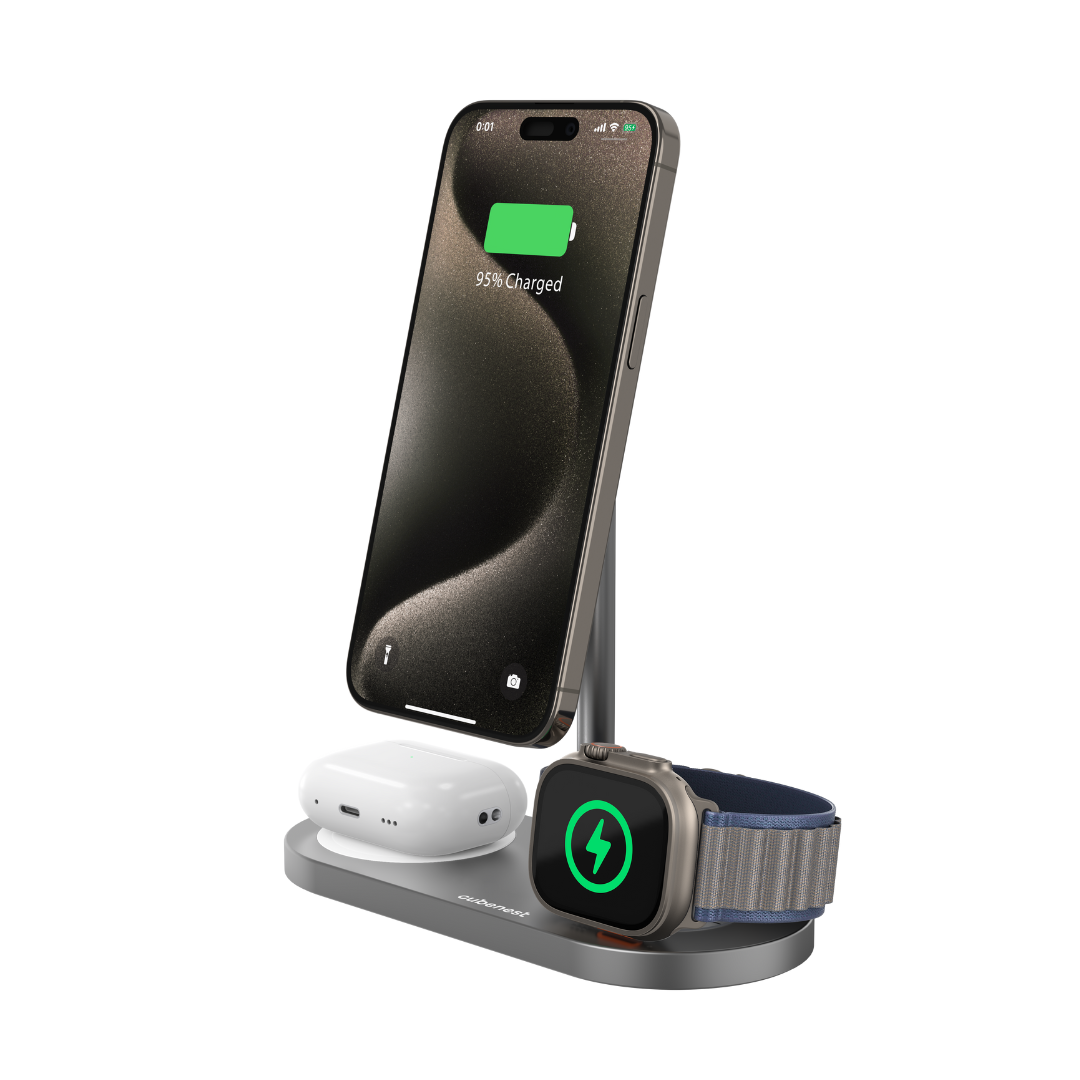 Cubenest 3v1 Bezdrôtová magentická nabíjačka S313 Pro - Space Grey