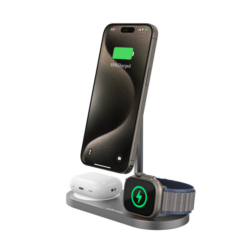 Cubenest 3v1 Bezdrôtová magentická nabíjačka S313 Pro - Space Grey