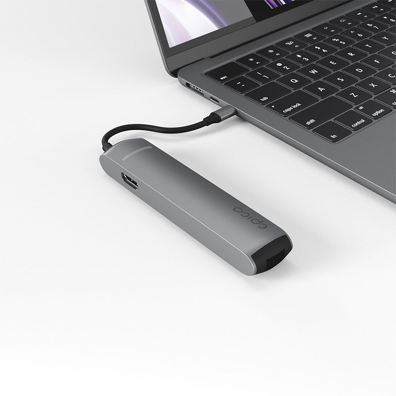 USB-C hub Epico 6v1 Slim Hub 8K s USB-C konektorom - vesmírne sivý