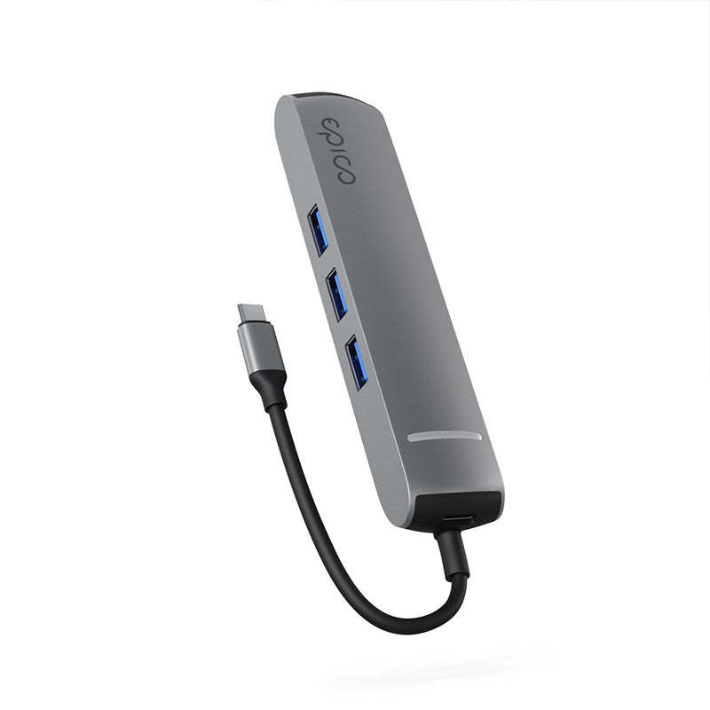 USB-C hub Epico 6v1 Slim Hub 8K s USB-C konektorom - vesmírne sivý