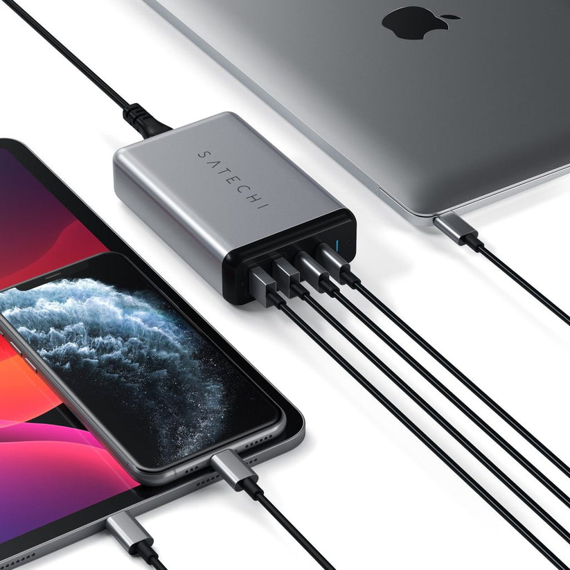 Satechi 75W Dual TYPE-C PD Travel Charger (2x USB-A,1x USB-C PD 18W,1x USB-C PD 60W) - Space Gray
