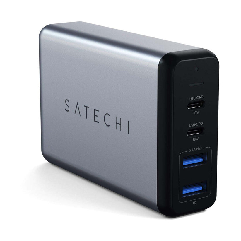 Satechi 75W Dual TYPE-C PD Travel Charger (2x USB-A,1x USB-C PD 18W,1x USB-C PD 60W) - Space Gray