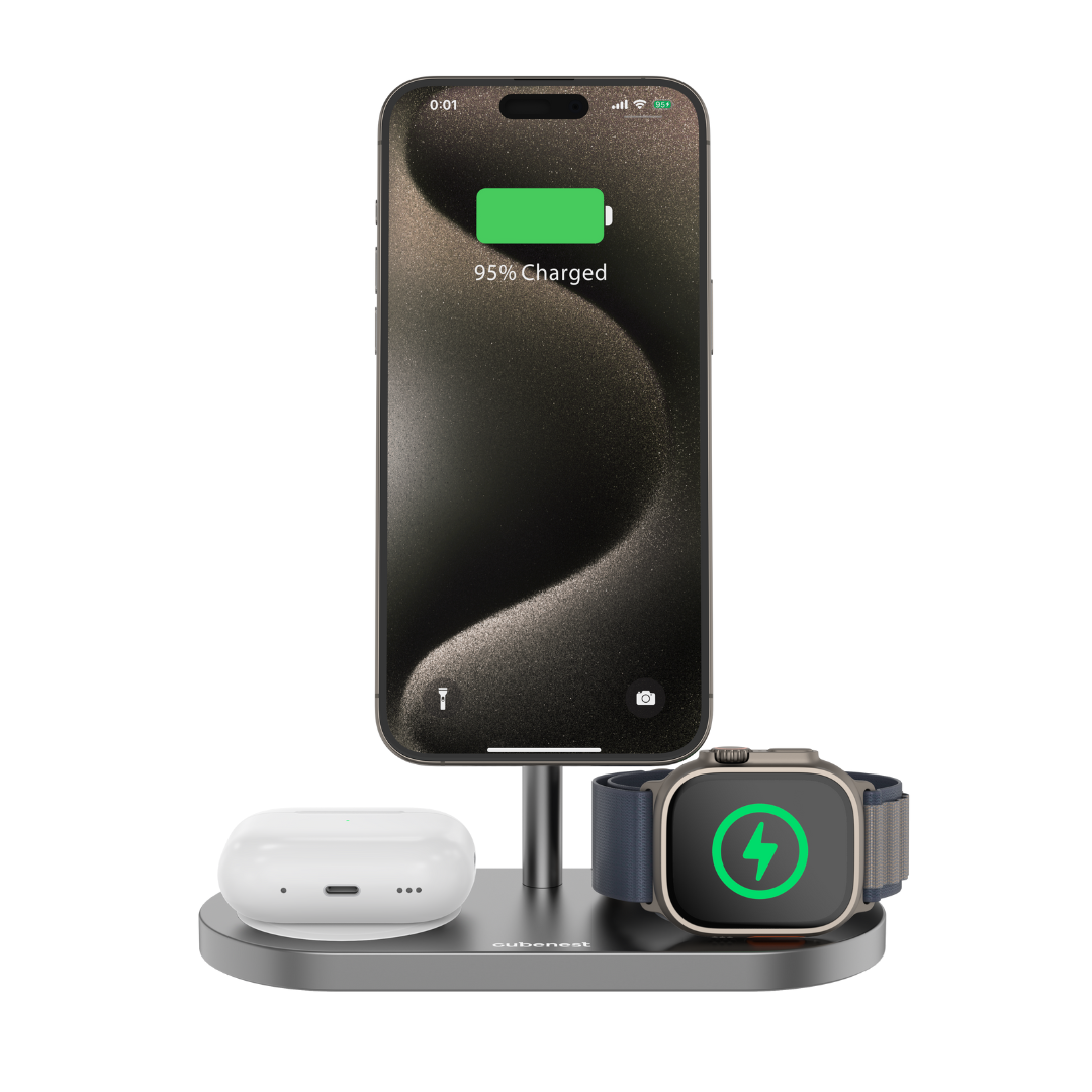 Cubenest 3v1 Bezdrôtová magentická nabíjačka S313 Pro - Space Grey