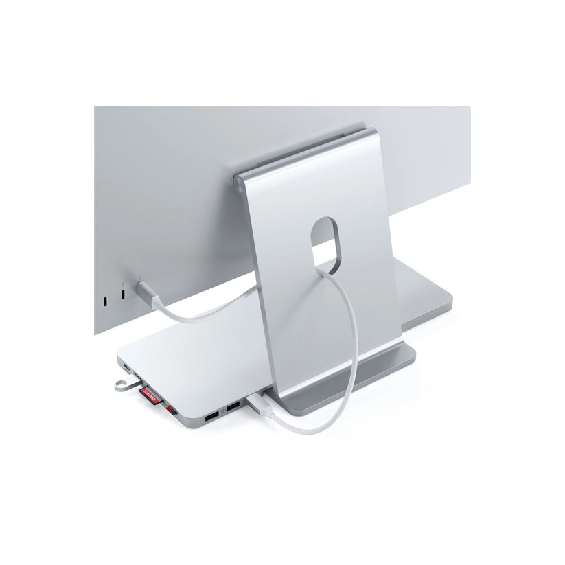 Satechi USB-C Slim Dock 24" IMAC (1xType-C Upstream Port,2x USB 2.0,1xMicro SD,1xSD Card,1xUSB-A,1x M.2 SSD slot, 1xUSB-C) colour match cable inc. - Silver