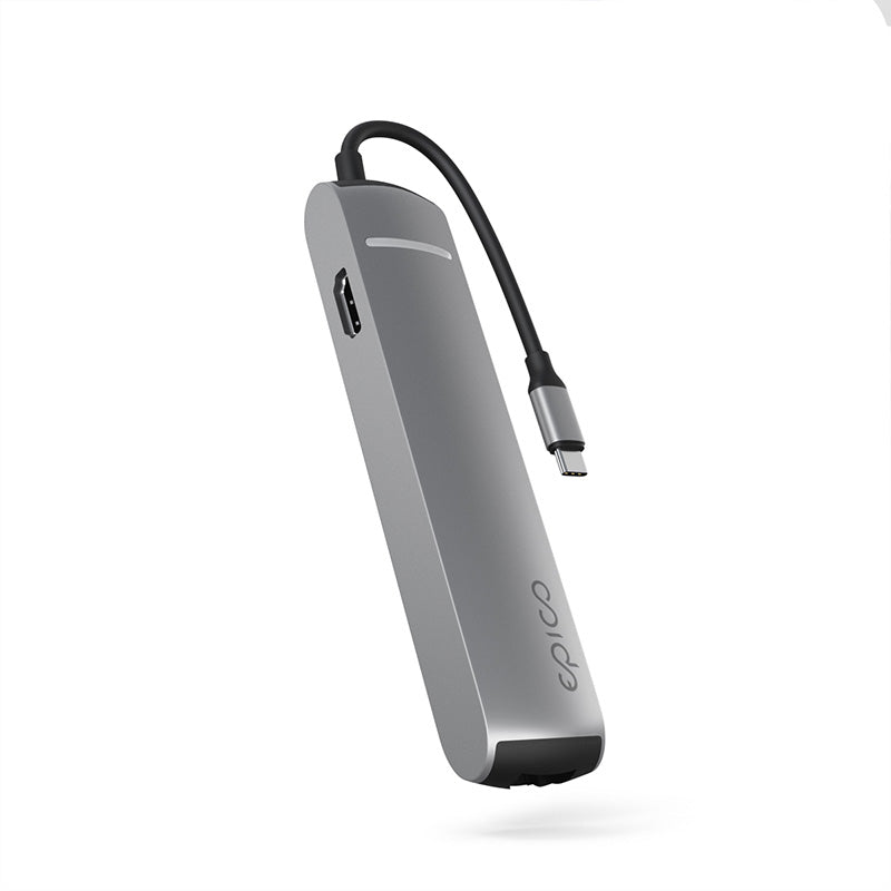 USB-C hub Epico 6v1 Slim Hub 8K s USB-C konektorom - vesmírne sivý