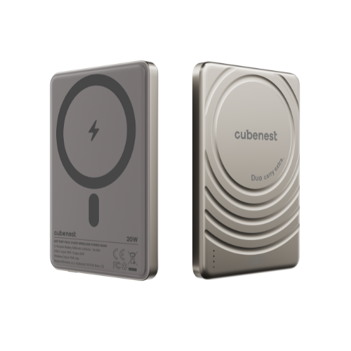 CubeNest S1B3D Slim MagSafe powerbanka (5000 mAh) - prírodný titán