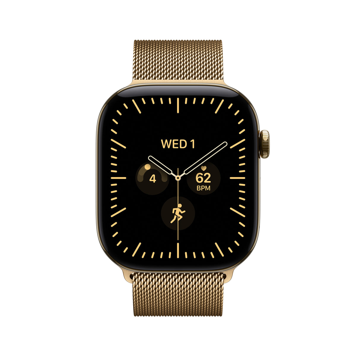 Apple Watch Series 12 GPS + Cellular 42 mm – titánový kryt vo farbe žiarivá zlatá, milánska slučka vo farbe žiarivá zlatá – univerzálna veľkosť