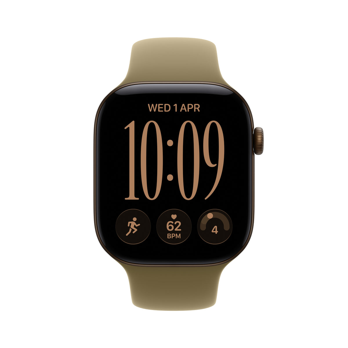 Apple Watch Series 12 GPS + Cellular 46 mm – hliníkový kryt vo farbe tmavobronzová, športový remienok vo farbe olivová – S/M