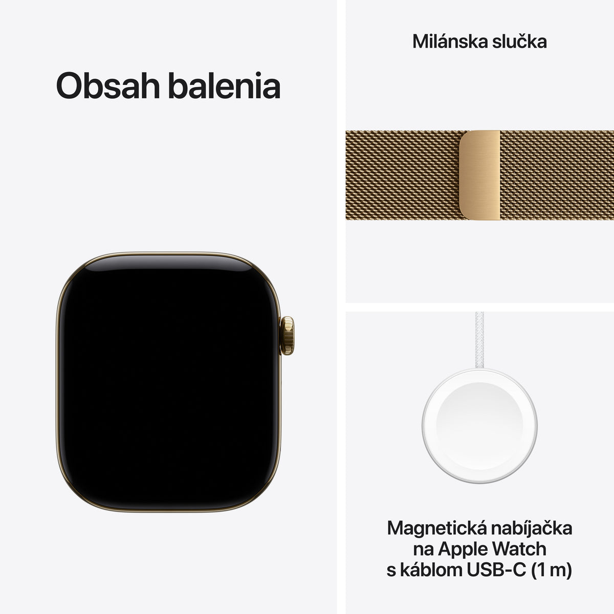 Apple Watch Series 12 GPS + Cellular 46 mm – titánový kryt vo farbe žiarivá zlatá, milánska slučka vo farbe žiarivá zlatá – S/M