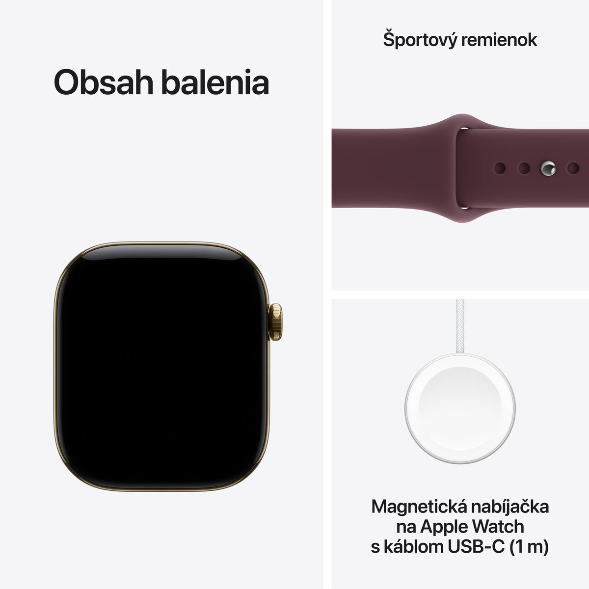 Apple Watch Series 12 GPS + Cellular 46 mm – titánový kryt vo farbe žiarivá zlatá, športový remienok vo farbe burgundská – S/M
