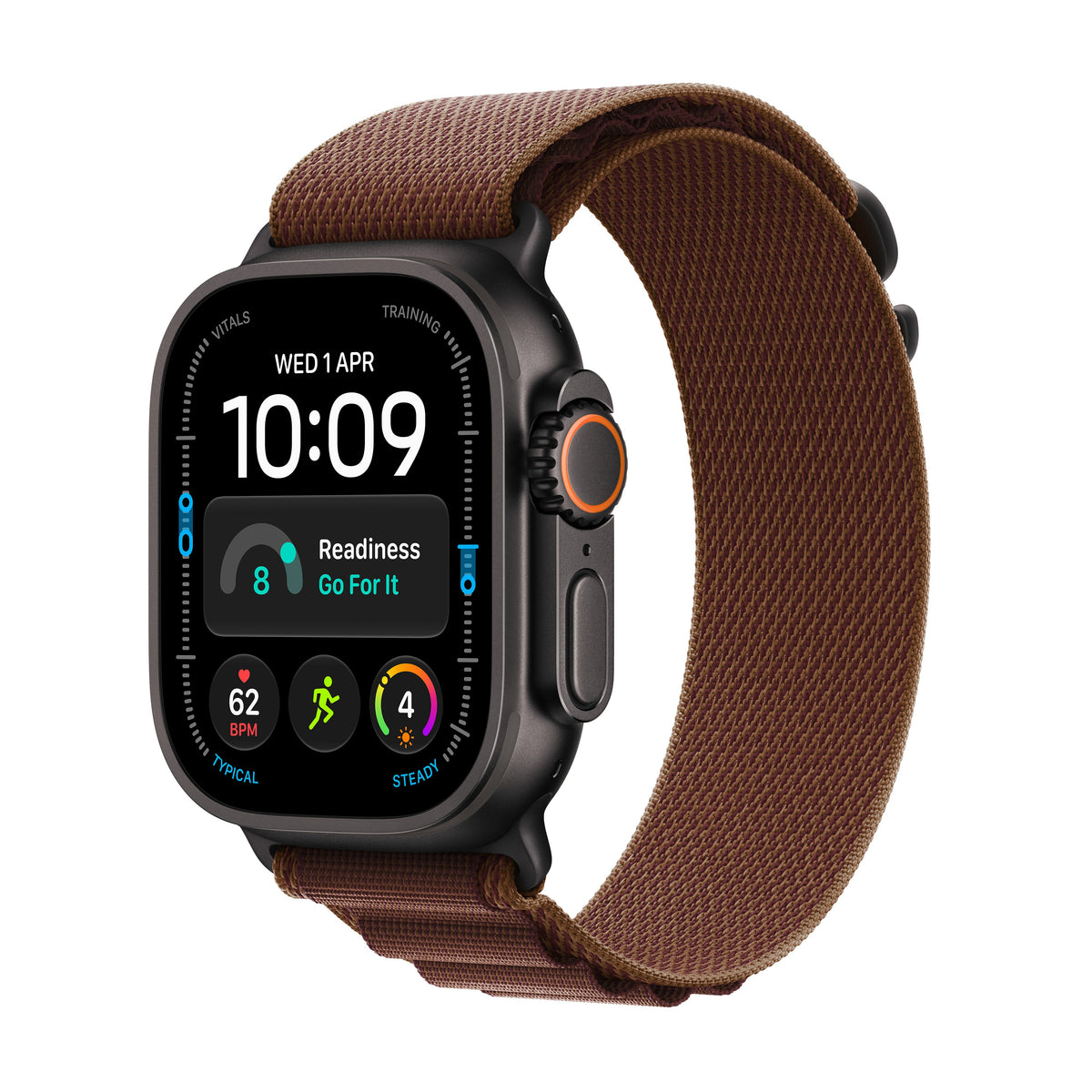 Apple Watch Ultra 4 GPS + Cellular 49 mm – titánový kryt vo farbe čierna, alpská slučka vo farbe burgundská – M