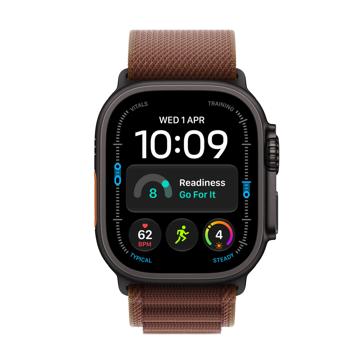 Apple Watch Ultra 4 GPS + Cellular 49 mm – titánový kryt vo farbe čierna, alpská slučka vo farbe burgundská – S