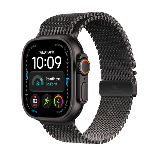 Apple Watch Ultra 4 GPS + Cellular 49 mm – titánový kryt vo farbe čierna, titánová milánska slučka vo farbe čierna – M