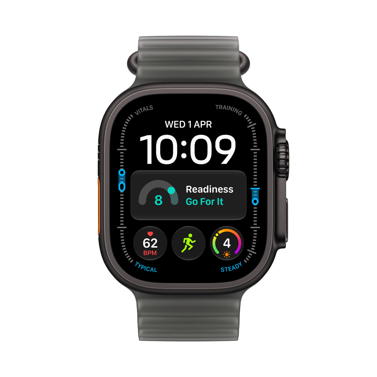 Apple Watch Ultra 4 GPS + Cellular 49 mm – titánový kryt vo farbe čierna, oceánsky remienok vo farbe priesvitná čierna – univerzálna veľkosť