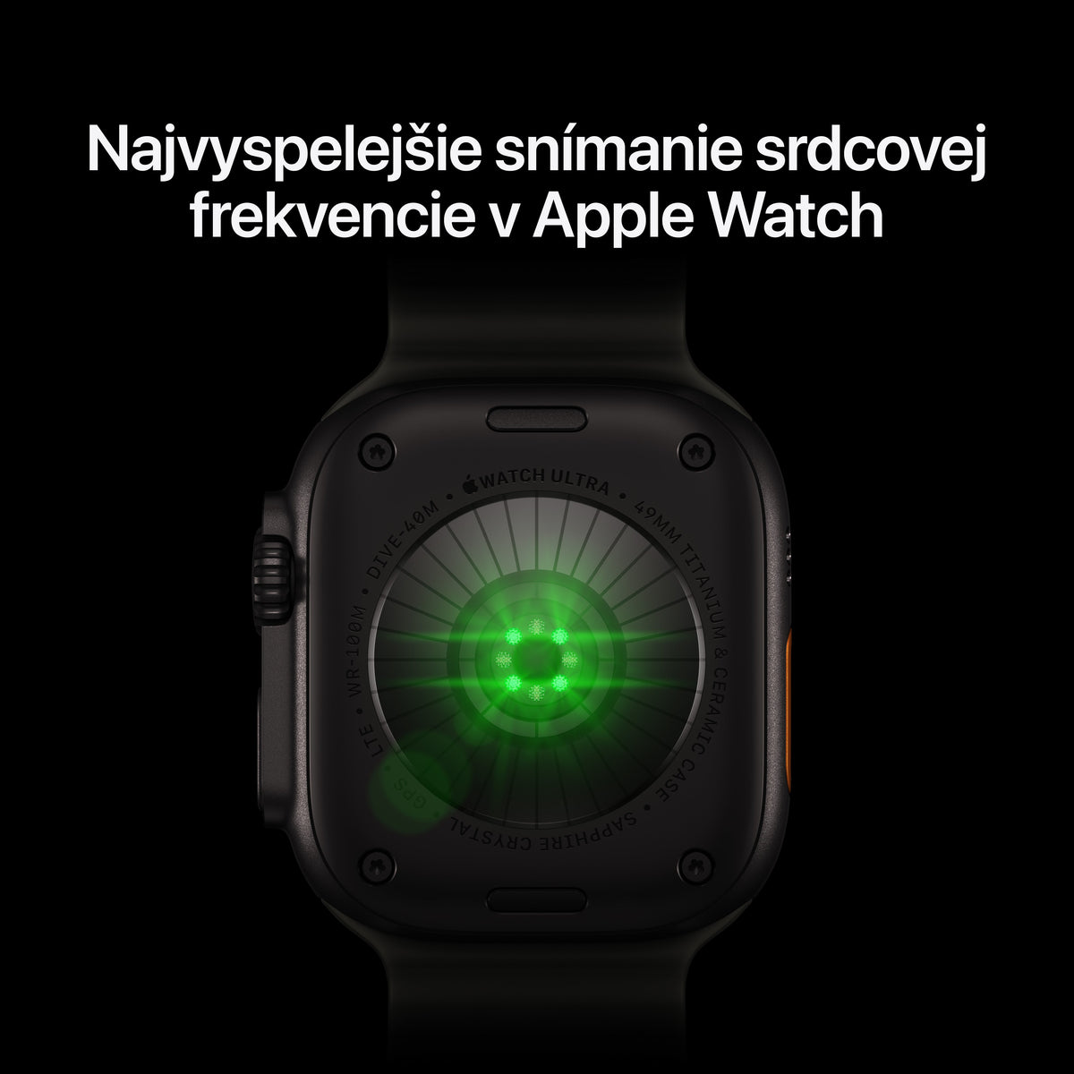 Apple Watch Ultra 4 GPS + Cellular 49 mm – titánový kryt vo farbe čierna, oceánsky remienok vo farbe priesvitná čierna – univerzálna veľkosť