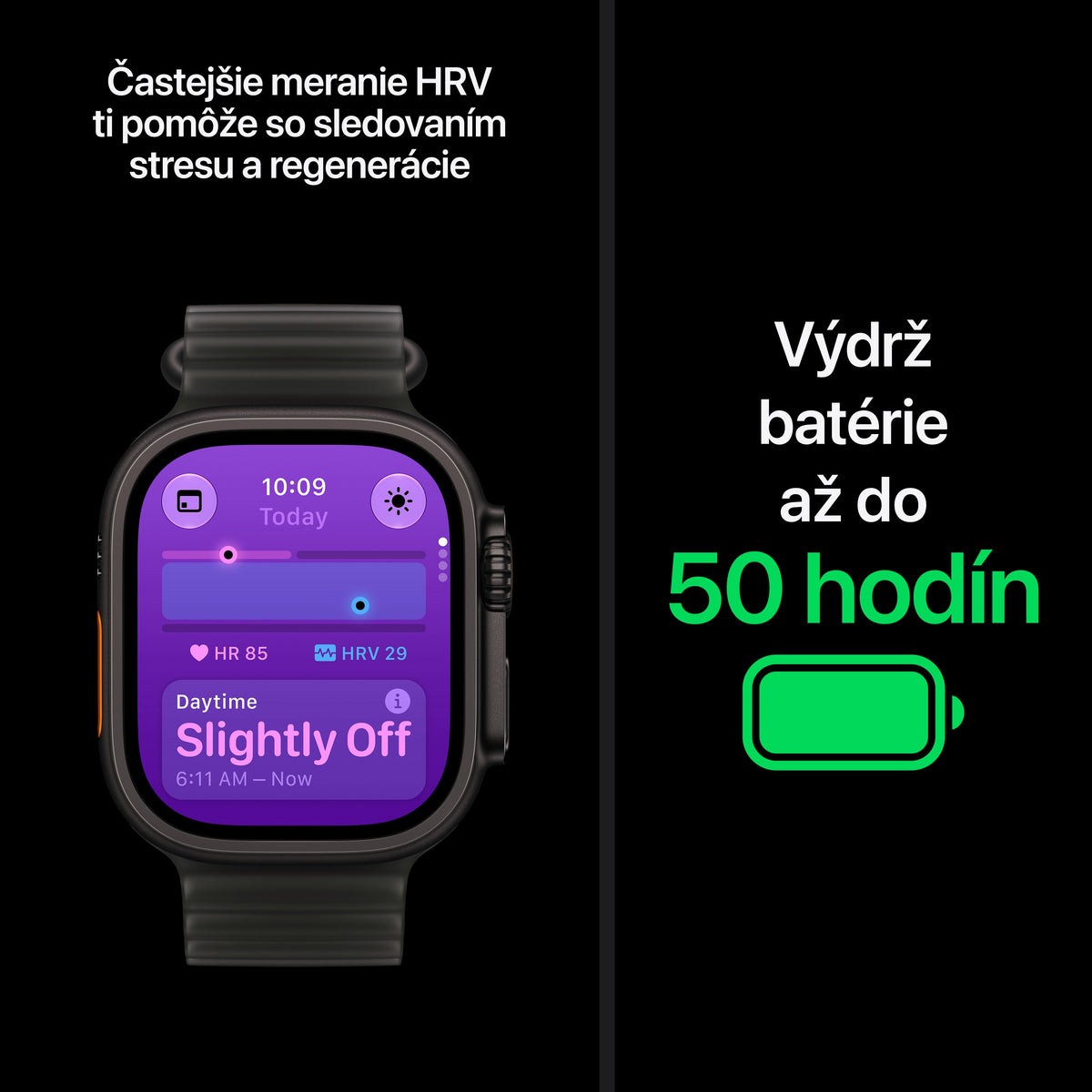Apple Watch Ultra 4 GPS + Cellular 49 mm – titánový kryt vo farbe čierna, oceánsky remienok vo farbe priesvitná čierna – univerzálna veľkosť