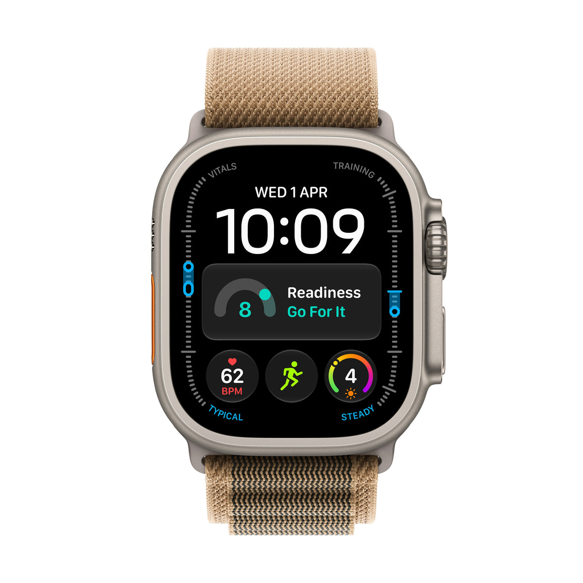 Apple Watch Ultra 4 GPS + Cellular 49 mm – titánový kryt vo farbe prírodná, alpská slučka vo farbe púštna – S