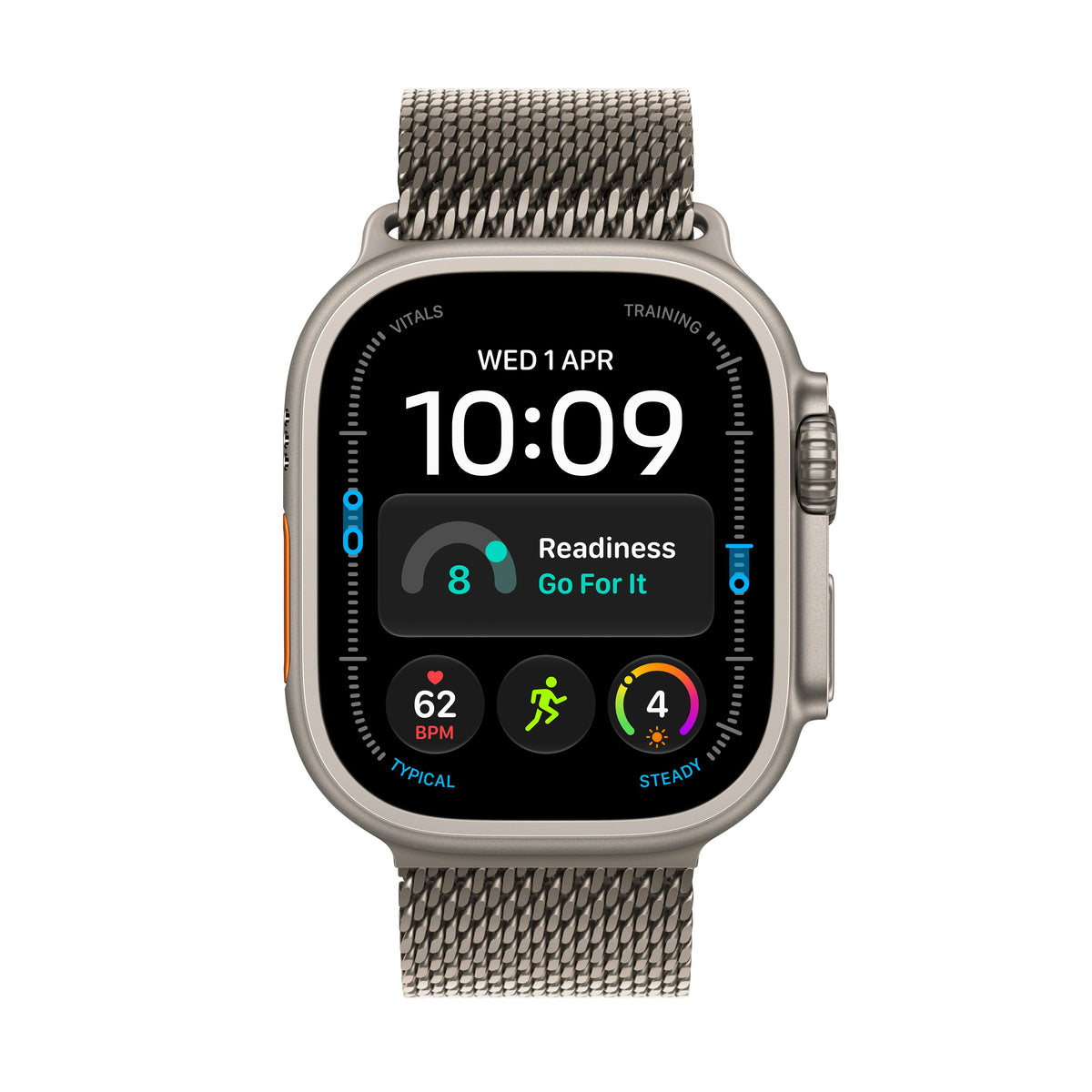 Apple Watch Ultra 4 GPS + Cellular 49 mm – titánový kryt vo farbe prírodná, titánová milánska slučka vo farbe prírodná – L