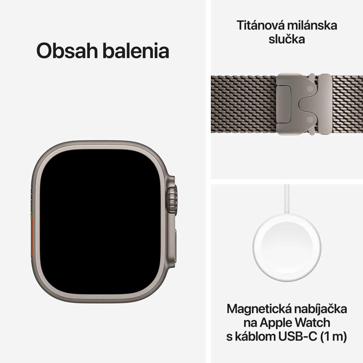 Apple Watch Ultra 4 GPS + Cellular 49 mm – titánový kryt vo farbe prírodná, titánová milánska slučka vo farbe prírodná – S