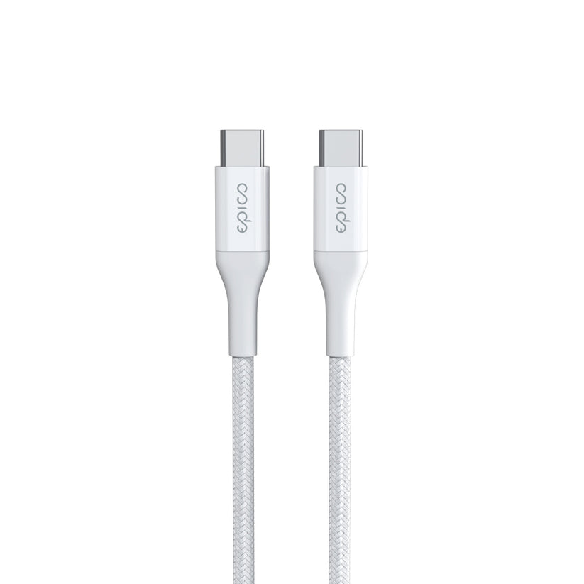 Epico GaN nabíjačka 100 W s USB-C káblom 2 m – biela – detail USB-C konektorov