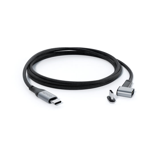 Epico magnetický opletený USB-C/USB-C kábel 100 W, 2 m – vesmírne sivý – celý kábel