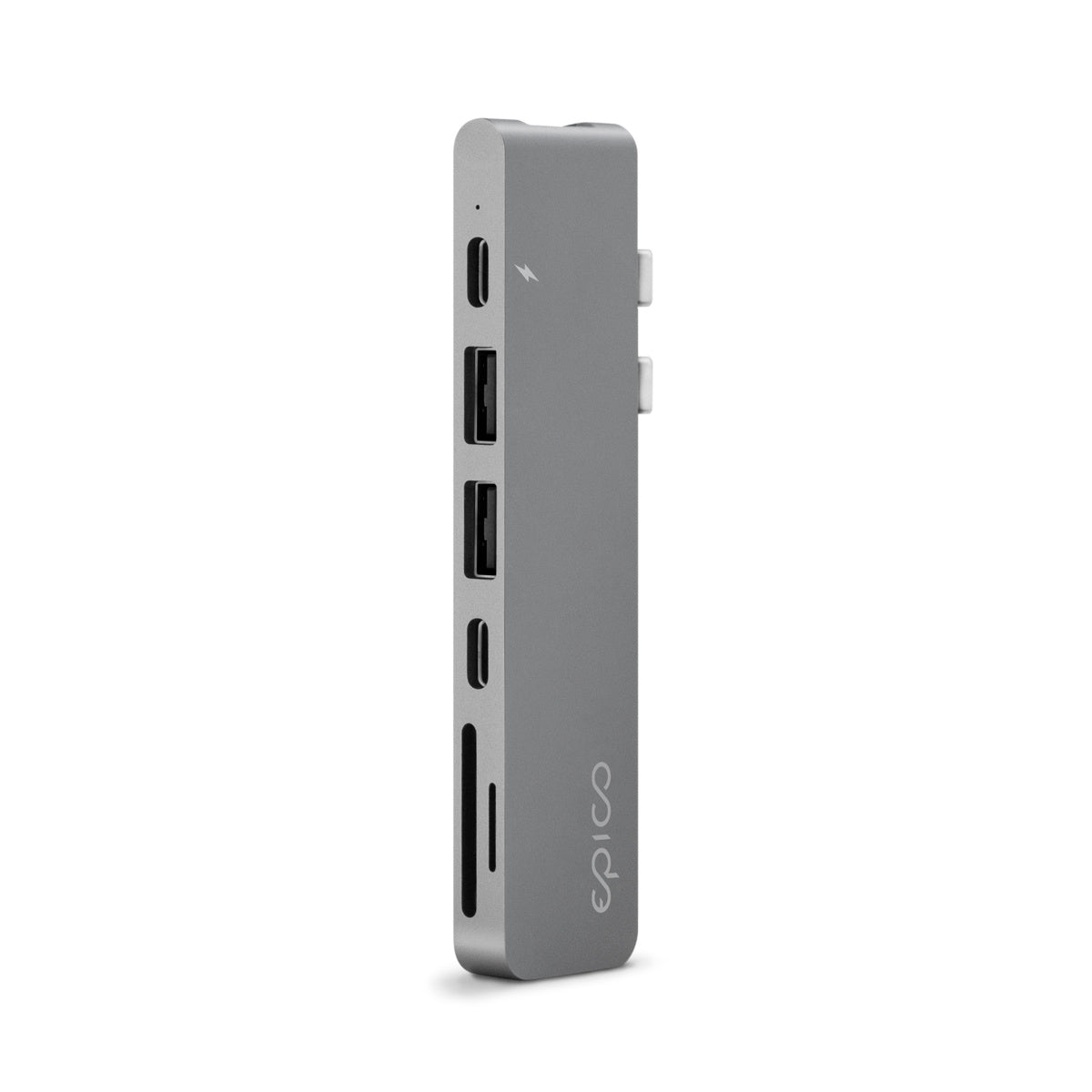 Epico USB-C Hub Pro 7 v 1 pre MacBook – vesmírne sivý – pohľad na porty