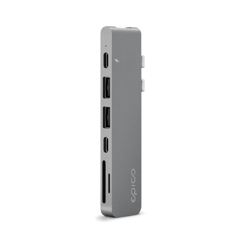 Epico USB-C Hub Pro 7 v 1 pre MacBook – vesmírne sivý – pohľad na porty