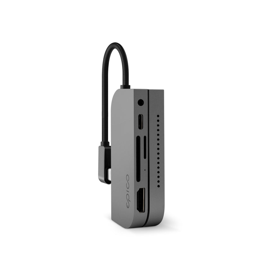 Epico USB-C Hub Pad pre iPad Pro – vesmírne sivý – pohľad na porty