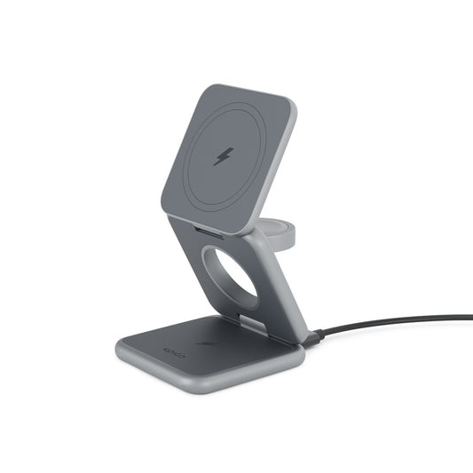 Epico Mag+ Foldable Wireless Charger 3 v 1 – vesmírne sivý – rozložená nabíjačka