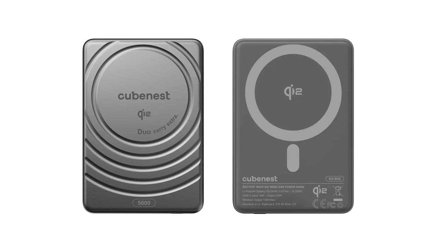 CubeNest SQ1B3D SlimDual Qi2/MagSafe powerbanka 5000 mAh - čierna