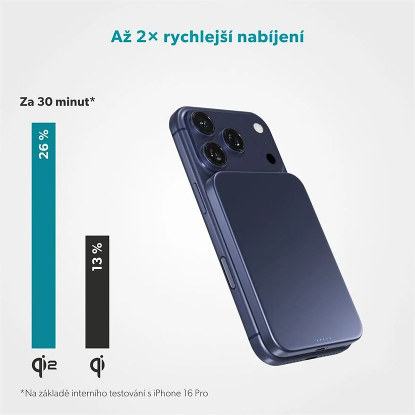 Bezdrôtová powerbanka Epico UltraPack Qi2 Slim 5000mAh Alu Mag+ EM51 - modrá - iSTYLE.sk