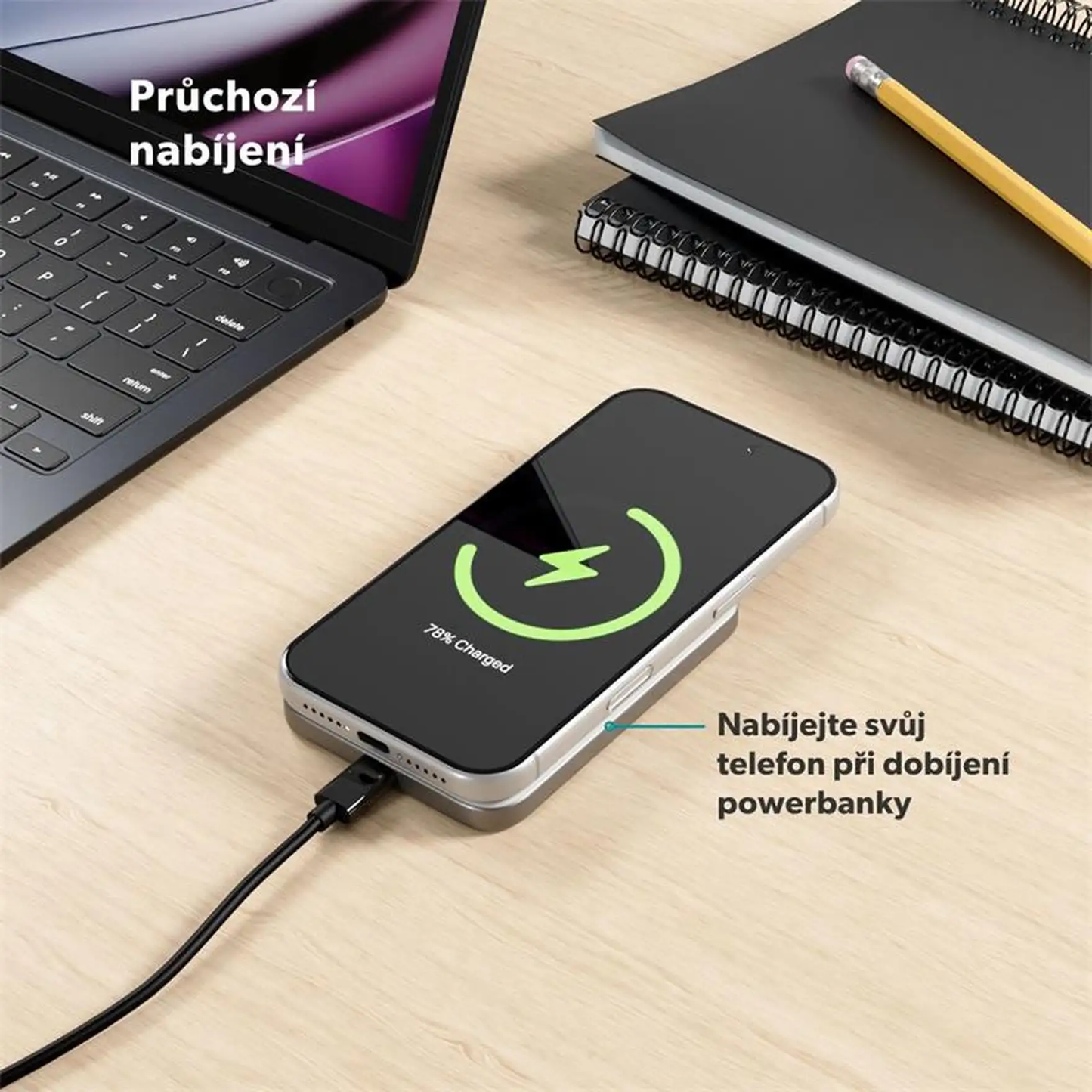 Bezdrôtová powerbanka Epico UltraPack Qi2 Slim 5000mAh Alu Mag+ EM51 - strieborná