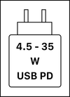 Toto zariadenie podporuje rýchle nabíjanie cez USB PD, ako je definované v dokumente USB Implementers Forum Power.