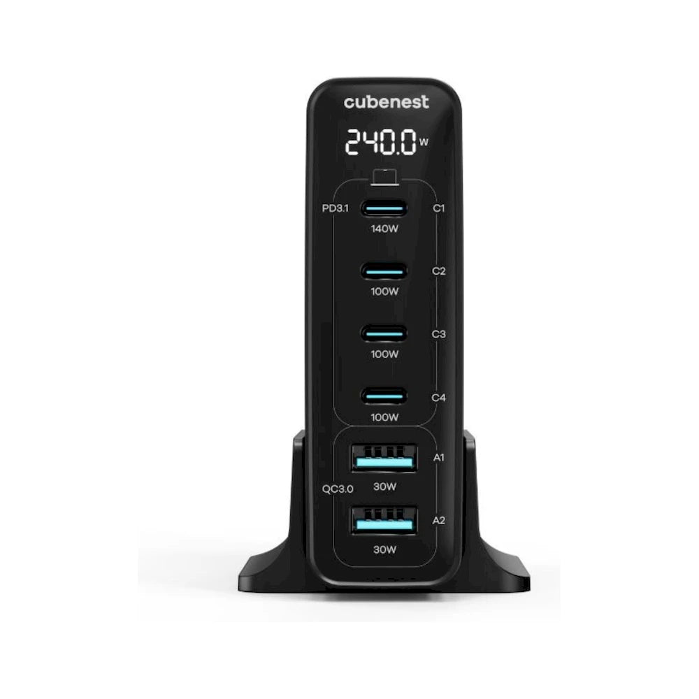 CubeNest S6D0 GaN nabíjacia stanica s Power Delivery 3.1. (240W) - čierna - iSTYLE.sk