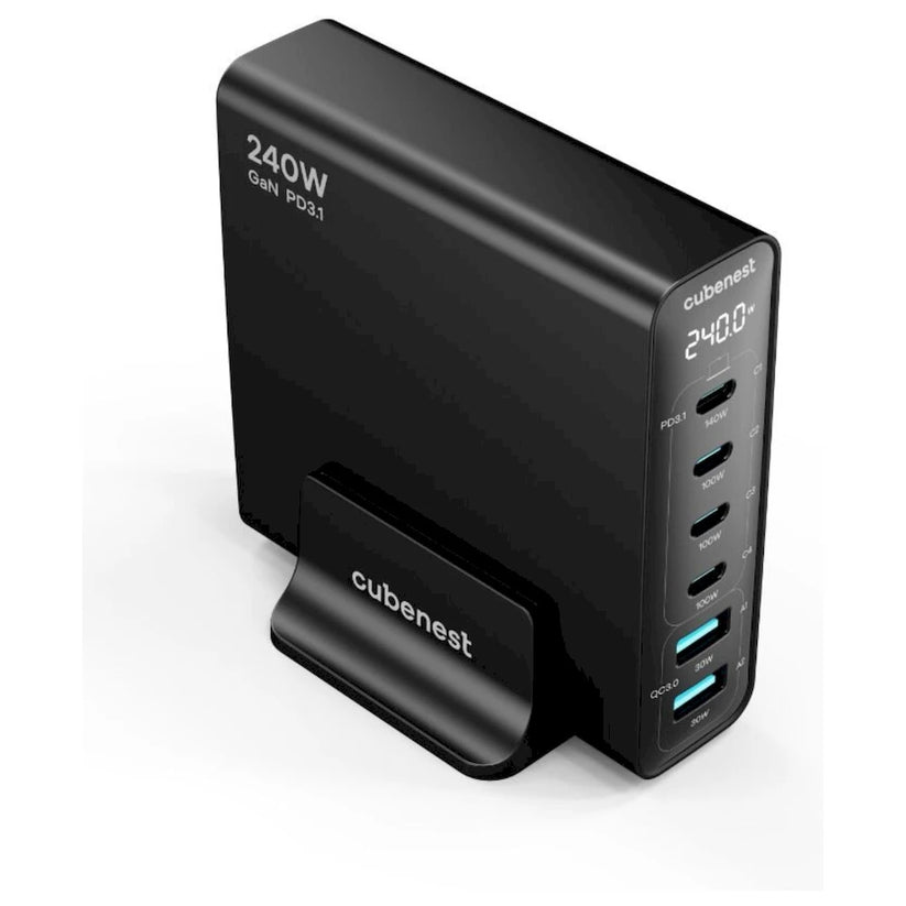 CubeNest S6D0 GaN nabíjacia stanica s Power Delivery 3.1. (240W) - čierna - iSTYLE.sk