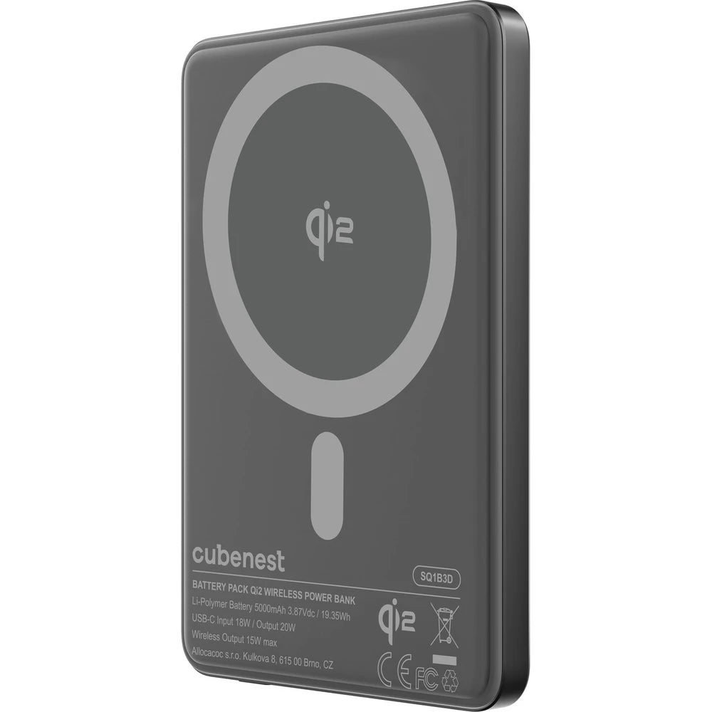 CubeNest SQ1B3D SlimDual Qi2/MagSafe powerbanka 5000 mAh - čierna
