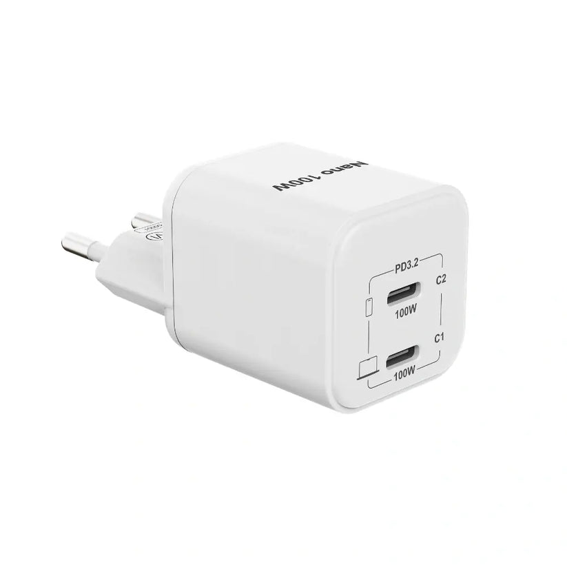 Cubenest PD GaN nano nabíjačka 2 x USB-C 100W N2D100 - biela - iSTYLE.sk