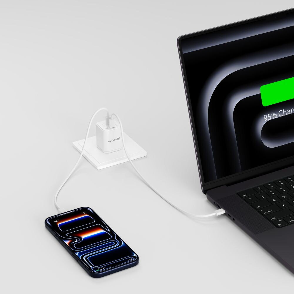 Cubenest PD GaN nano nabíjačka 2 x USB-C 100W N2D100 - biela - iSTYLE.sk