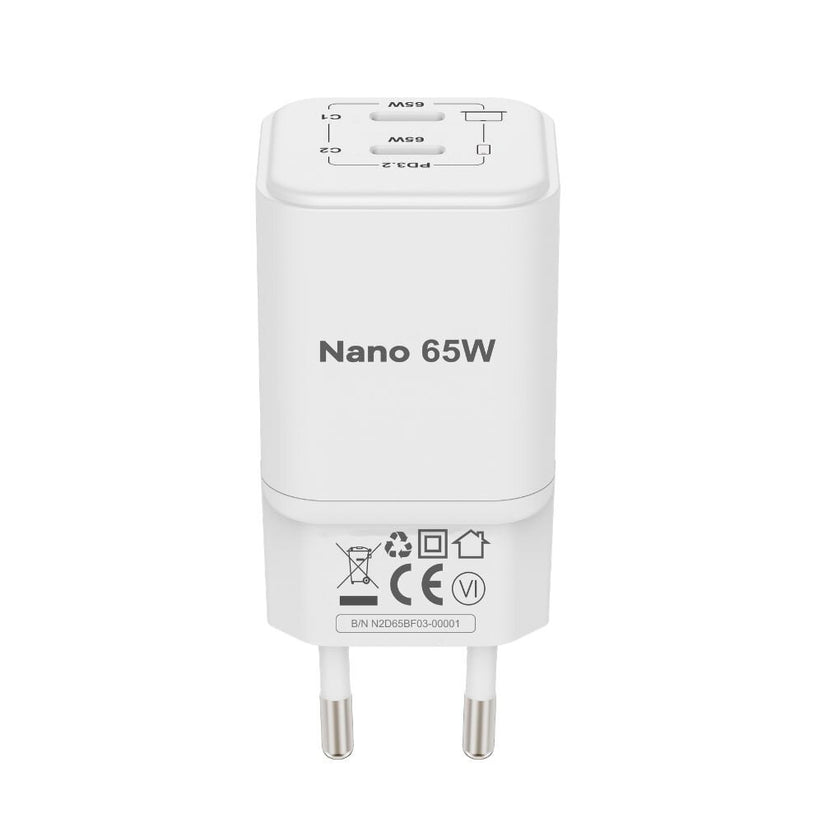 Cubenest PD GaN nano nabíjačka 2 x USB-C 65W N2D65 - biela - iSTYLE.sk