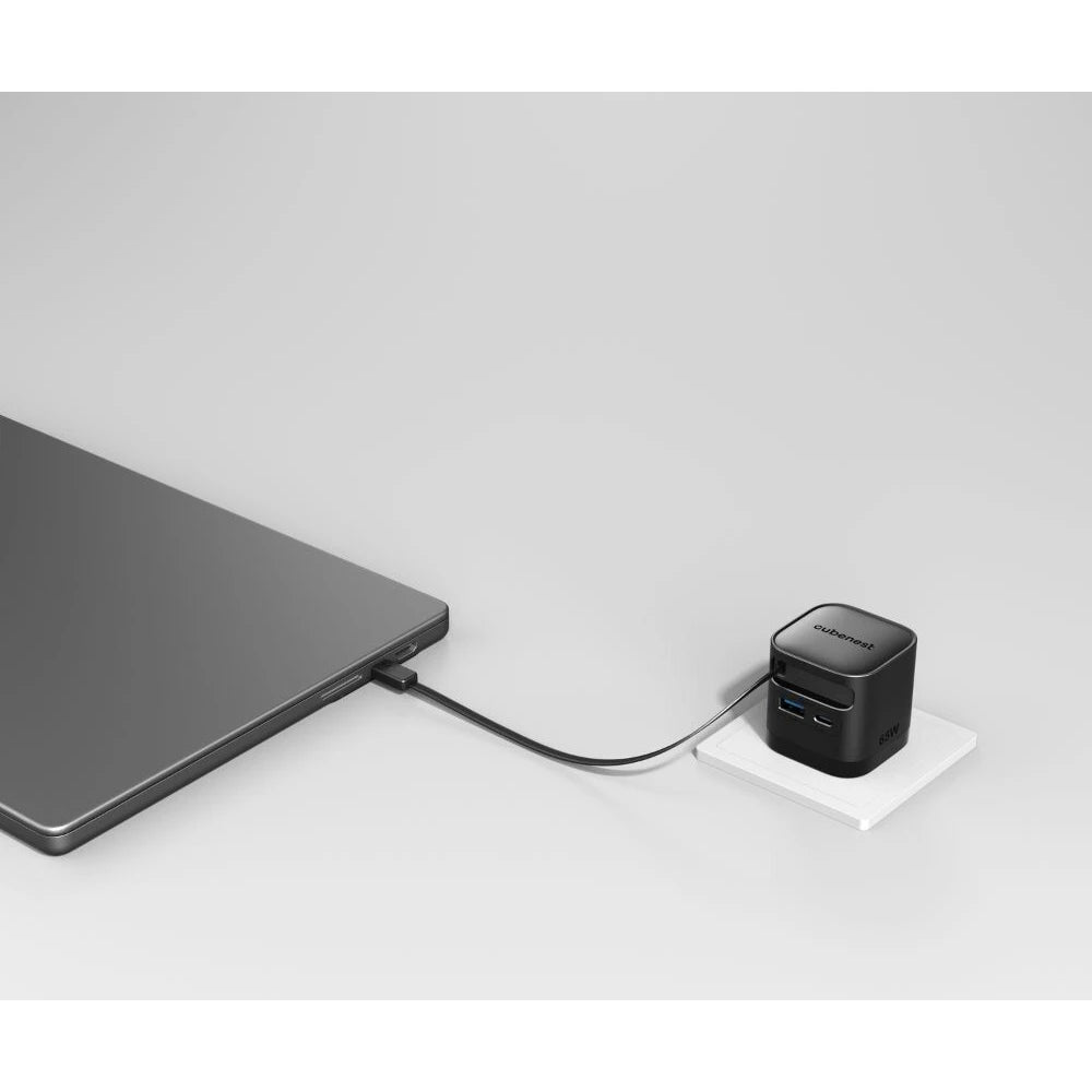 Cubenest S3D2 PD GaN nabíjačka s káblom (65W) - čierna