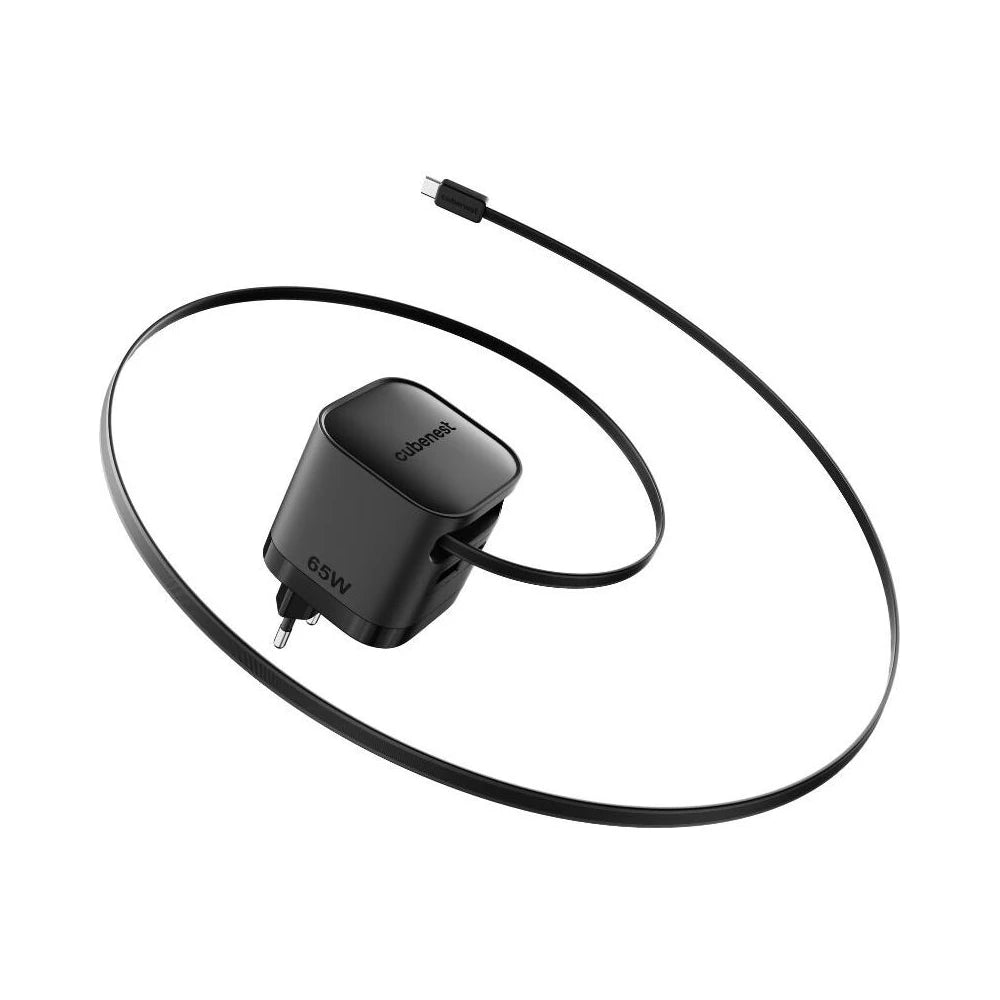 Cubenest S3D2 PD GaN nabíjačka s káblom (65W) - čierna
