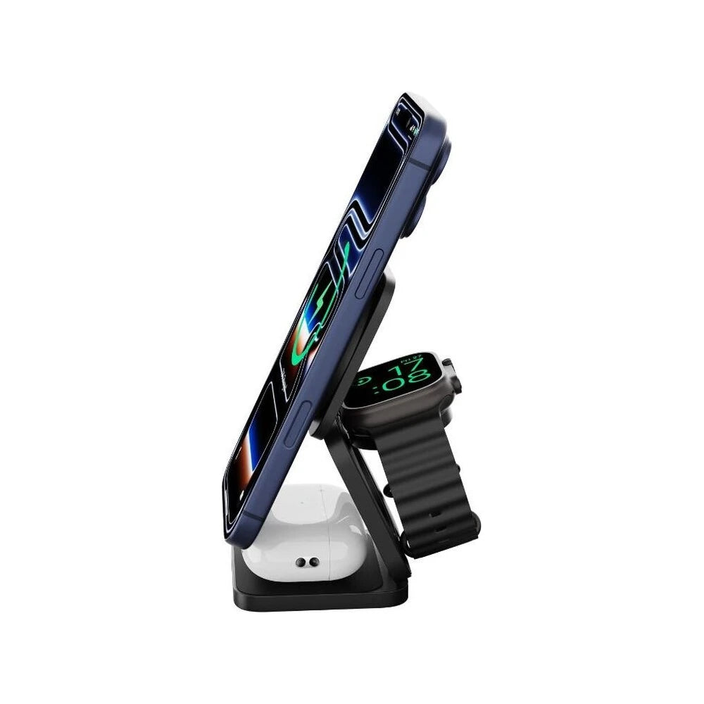 Cubenest SQ312 Ultra Qi2.2 (MagSafe) 3v1 sklápacia nabíjačka (35W) - čierna - iSTYLE.sk