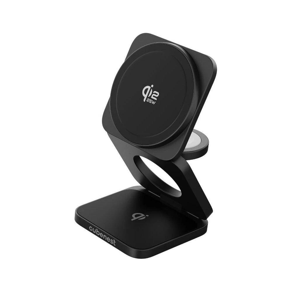 Cubenest SQ312 Ultra Qi2.2 (MagSafe) 3v1 sklápacia nabíjačka (35W) - čierna - iSTYLE.sk