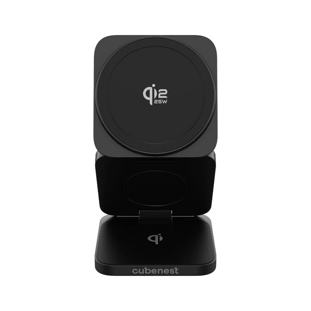 Cubenest SQ312 Ultra Qi2.2 (MagSafe) 3v1 sklápacia nabíjačka (35W) - čierna - iSTYLE.sk