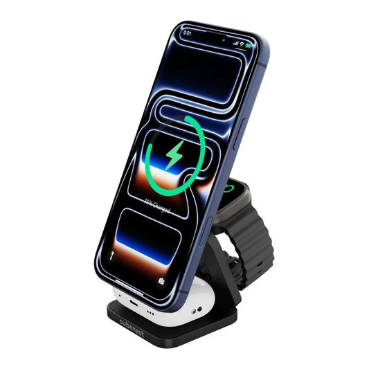 Cubenest SQ312 Ultra Qi2.2 (MagSafe) 3v1 sklápacia nabíjačka (35W) - čierna - iSTYLE.sk